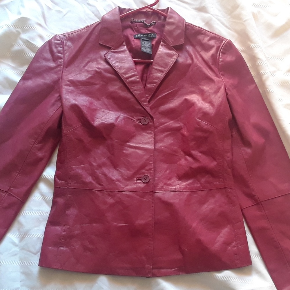 Kenneth Cole Authentic Red Soft Leather Jacket